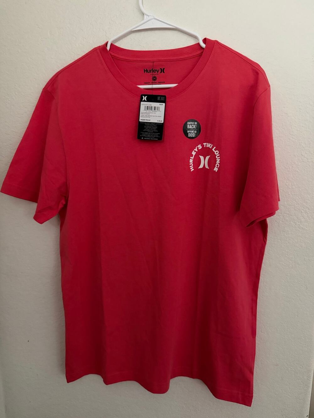 Hurley Tiki Lounge Graphic T-Shirt Men’s Medium Pink Hibiscus Short Sleeve NWT
